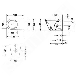Duravit D-Neo - WC à poser, sortie arrière, Rimless, blanc 2003090000