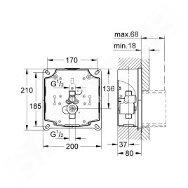 Grohe Rapido - Corps encastré Rapido UMB pour urinoir 38787000