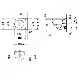 Duravit Starck 3 - WC suspendu Compact, Rimless, avec HygieneGlaze, blanc alpin 2227092000