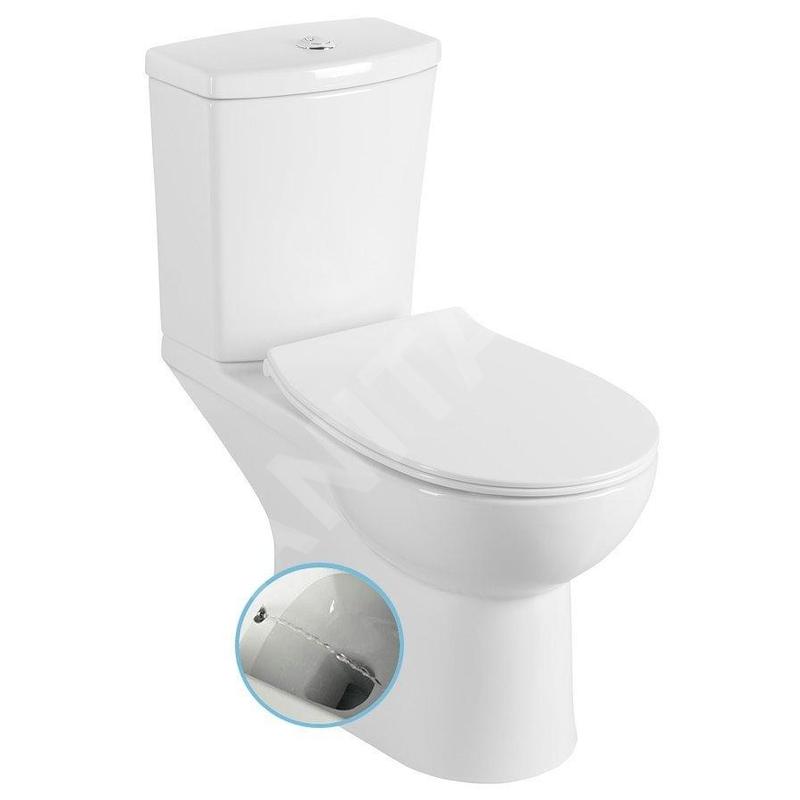 Sapho Céramique - WC à POSER Kairo, avec douchette de bidet, évacuation à l’arrière, blanc PC106