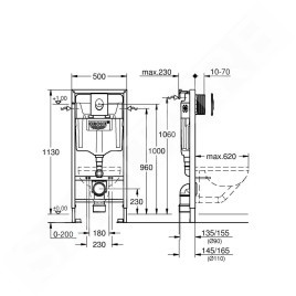Grohe Rapid SL - Bâti-support pour WC suspendu, hauteur 1,13 m, plaque de déclenchement Skate Air, chrome 38721001