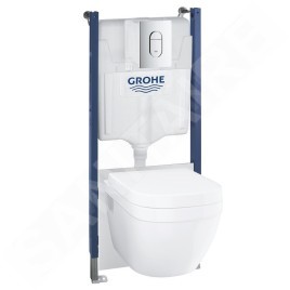 Grohe Solido - Set de bâti-support, cuvette et abattant softclose, rimless, plaque Arena Cosmopolitan, chrome 39700000