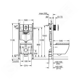 Grohe Solido - Set de bâti-support, cuvette et abattant softclose, rimless, plaque Arena Cosmopolitan, chrome 39700000