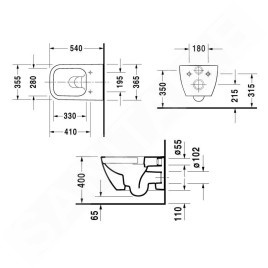 Duravit Happy D.2 - WC suspendu, Rimless, anthracite 2222098900
