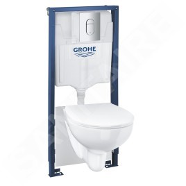 Grohe Solido - Set de bâti-support, cuvette Euro Ceramic et abattant softclose, plaque de déclenchement Arena Cosmopolitan,