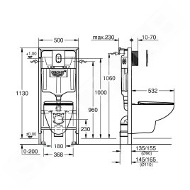 Grohe Solido - Set de bâti-support, cuvette Euro Ceramic et abattant softclose, plaque de déclenchement Arena Cosmopolitan,