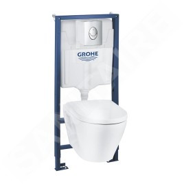 Grohe Solido - Bâti-support, cuvette Serel, abattant softclose, plaque de déclenchement Start, chrome/blanc 39583000