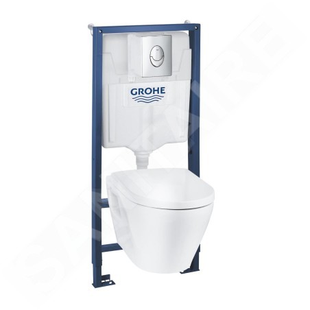 Grohe Solido - Bâti-support, cuvette Serel, abattant softclose, plaque de déclenchement Start, chrome/blanc 39583000