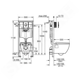 Grohe Solido - Bâti-support, cuvette Serel, abattant softclose, plaque de déclenchement Start, chrome/blanc 39583000