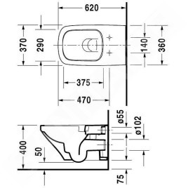 Duravit DuraStyle - WC suspendu Rimless, avec WonderGliss, blanc 25420900001