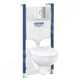 Grohe Solido - Set de bâti-support, cuvette Bau Ceramic et abattant Slim softclose, plaque de déclenchement Sail, chrome /