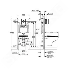 Grohe Solido - Set de bâti-support, cuvette Bau Ceramic et abattant Slim softclose, plaque de déclenchement Sail, chrome /