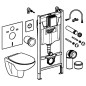 Grohe Solido - Set de bâti-support, cuvette Bau Ceramic et abattant Slim softclose, plaque de déclenchement Sail, chrome / Grohe Solido - Set de bâti-support, cuvette Bau Ceramic et abattant Slim softclose, plaque de déclenchement Sail, chrome /