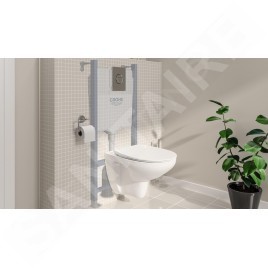 Grohe Solido - Set de bâti-support, cuvette Bau Ceramic et abattant Slim softclose, plaque de déclenchement Sail, chrome /