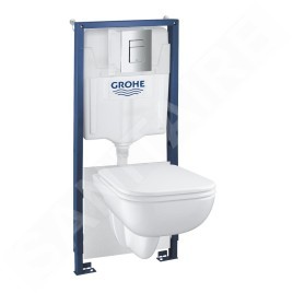 Grohe Solido - Set de bâti-support, cuvette Edge Ceramic et abattant softclose, plaque de déclenchement Even, chrome 39817000