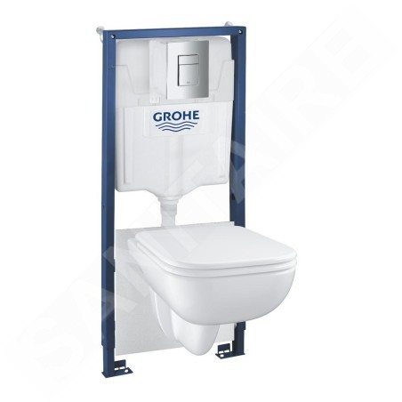 Grohe Solido - Set de bâti-support, cuvette Edge Ceramic et abattant softclose, plaque de déclenchement Even, chrome 39817000