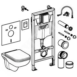 Grohe Solido - Set de bâti-support, cuvette Edge Ceramic et abattant softclose, plaque de déclenchement Even, chrome 39817000