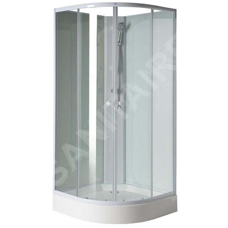 Aqualine Cabines de douche - Cabine de douche Aigo avec receveur, 900x900 mm, blanc/verre clair YB93