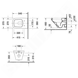Duravit DuraStyle - WC suspendu, avec WonderGliss, blanc alpin 25520900001
