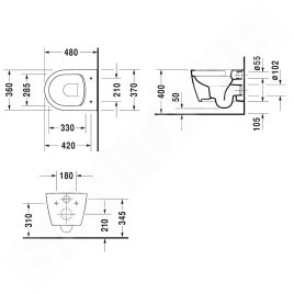 Duravit ME by Starck - WC suspendu Compact, Rimless, avec HygieneGlaze, blanc / blanc mat 2530099000