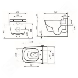 Tece TECEone - WC suspendu avec fonction de bidet, pour l’eau froide, Rimless, blanc 9700201