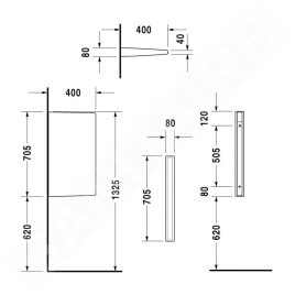 Duravit Architec - Paroi de séparation, 705 mm x 400 mm, blanc 8500000000