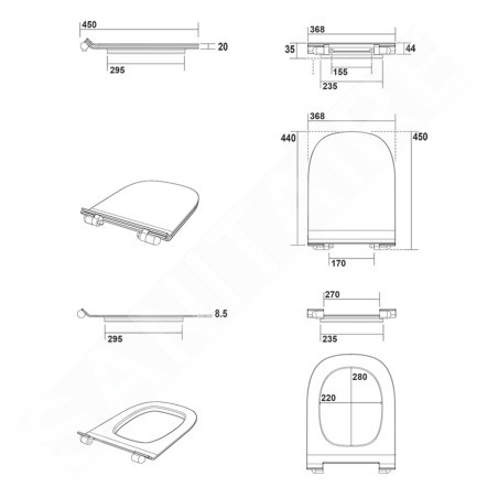 Sapho Kerasan Flo - Abattant WC Slim, Soft Close, blanc 319101