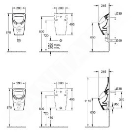 Villeroy & Boch O.novo - Urinoir à action siphonique Compact, alimentation arrière, blanc alpin 75570001