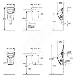 Villeroy & Boch O.novo - Urinoir à action siphonique Compact pour installation avec abattant, sortie arrière, blanc alpin