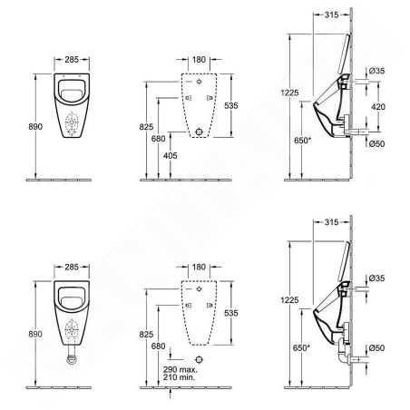 Villeroy & Boch Subway - Urinoir à action siphonique, sans abattant, blanc alpin 75130001