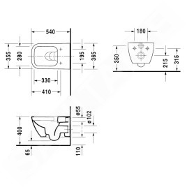 Duravit Happy D.2 - WC suspendu, Rimless, DuraFix, blanc alpin 2222090000