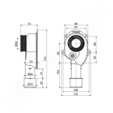 Alcadrain Siphons - Siphon urinaire vertical DN40 et DN50 A45C