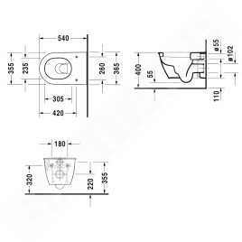 Duravit Darling New - WC suspendu, 370 mm x 540 mm, blanc - toilette, avec WonderGliss 25450900001