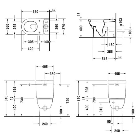 Duravit Darling New - Cuvette à poser, Vario évacuation, avec HygieneGlaze, blanc 2138092000
