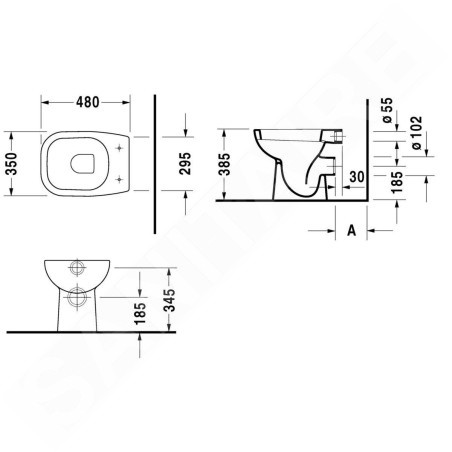 Duravit D-Code - WC à poser, évacuation horizontale, blanc alpin 21080920002