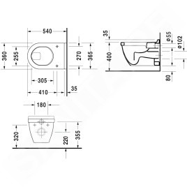 Duravit Starck 3 - Cuvette suspendue à fond plat, avec WonderGliss, blanc 22010900001