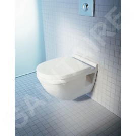 Duravit Starck 3 - WC suspendu, à fond plat, avec HygieneGlaze, blanc alpin 2201092000
