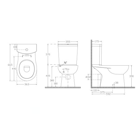 Sapho Céramique - WC combi Kairo, évacuation arrière, blanc PC105