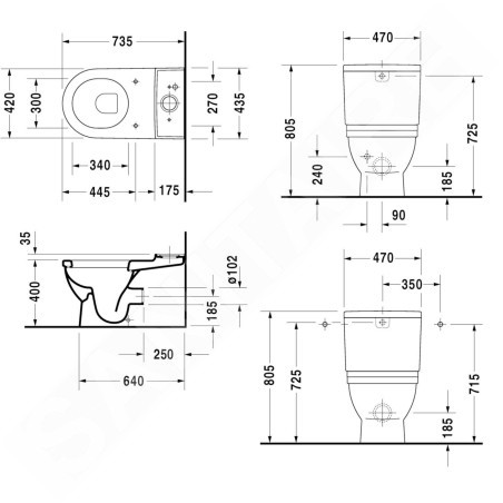 Duravit Starck 3 - WC à poser, évacuation Vario, avec HygieneGlaze, blanc alpin 2104092000