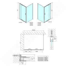 Polysan Easy Line - Porte de douche 760-900 mm, aluminium poli/verre clair EL1615