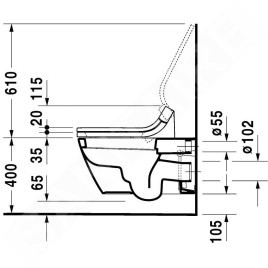 Duravit Starck 2 - WC suspendu, 375 mm x 620 mm, blanc- toilette 2533090000
