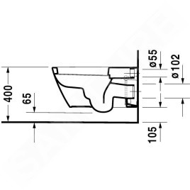 Duravit Starck 2 - WC suspendu pour abattant bidet SensoWash, avec WonderGliss, blanc alpin 25335900001