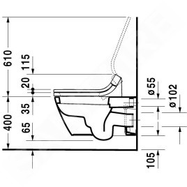 Duravit Starck 2 - WC suspendu pour abattant bidet SensoWash, avec WonderGliss, blanc alpin 25335900001