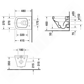 Duravit DuraStyle - WC suspendu Compact, Rimless, avec HygieneGlaze, blanc alpin 2539092000
