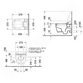 Duravit ME by Starck - WC suspendu pour SensoWash, avec WonderGliss, blanc alpin 25285900001