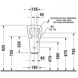 Duravit DuraStyle - Urinoir, commande électronique, alimentation d’eau arrière, Rimless, blanc 2806310093