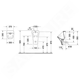 Duravit DuraStyle - Urinoir, évacuation horizontale, Rimless, avec HygieneGlaze, blanc alpin 2806302000
