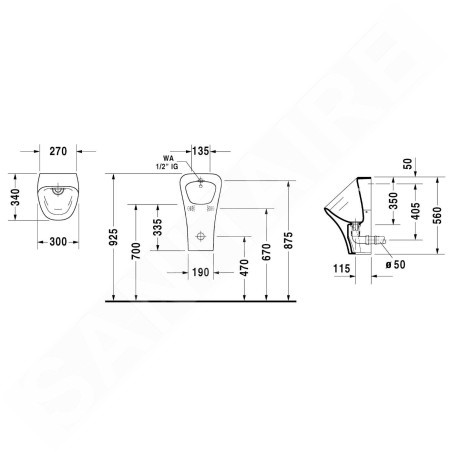 Duravit DuraStyle - Urinoir, évacuation horizontale, Rimless, avec HygieneGlaze, blanc alpin 2806302000