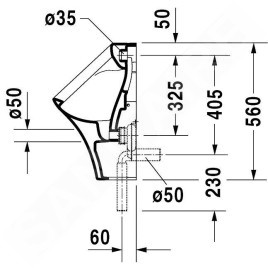 Duravit DuraStyle - Urinoir, alimentation d’eau arrière, avec WonderGliss, blanc 28043000001