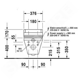 Duravit DuraStyle - WC suspendu pour SensoWash, avec WonderGliss, blanc 25425900001